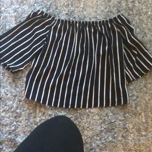 Off shoulder striped top